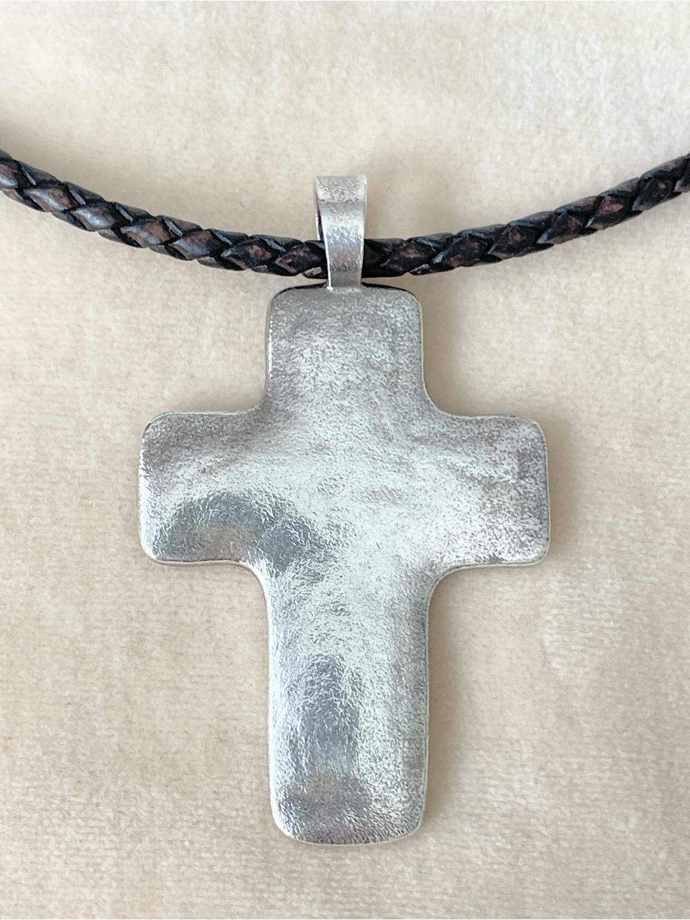 Silpada Silver Cross Pendant on Braided Leather Cord